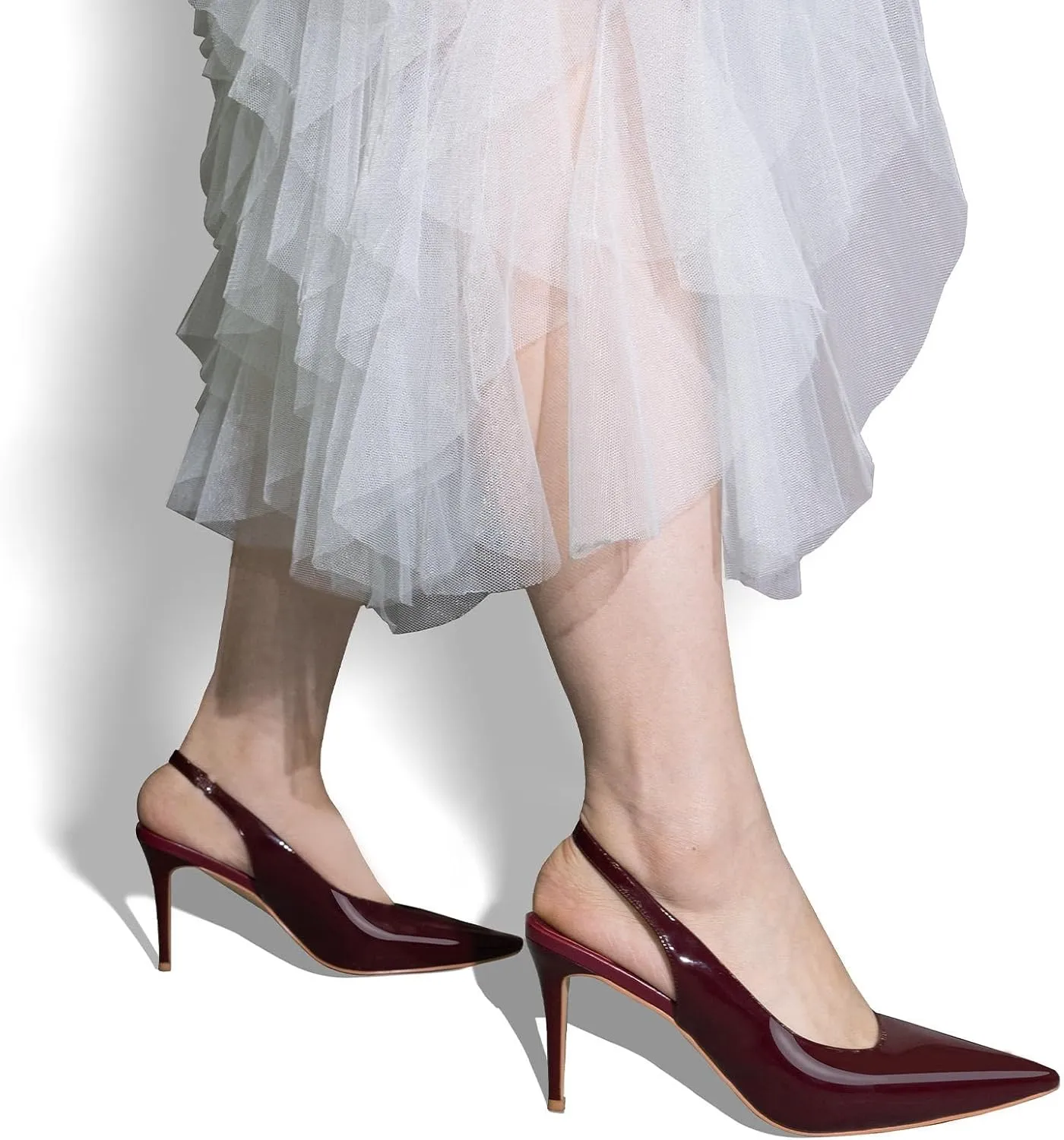 KaroNairy Stiletto Heels for Women Pointed Toe Slingback Heels Closed Toe mid Heel Wedding Dress Pumps Shoes with Buckles