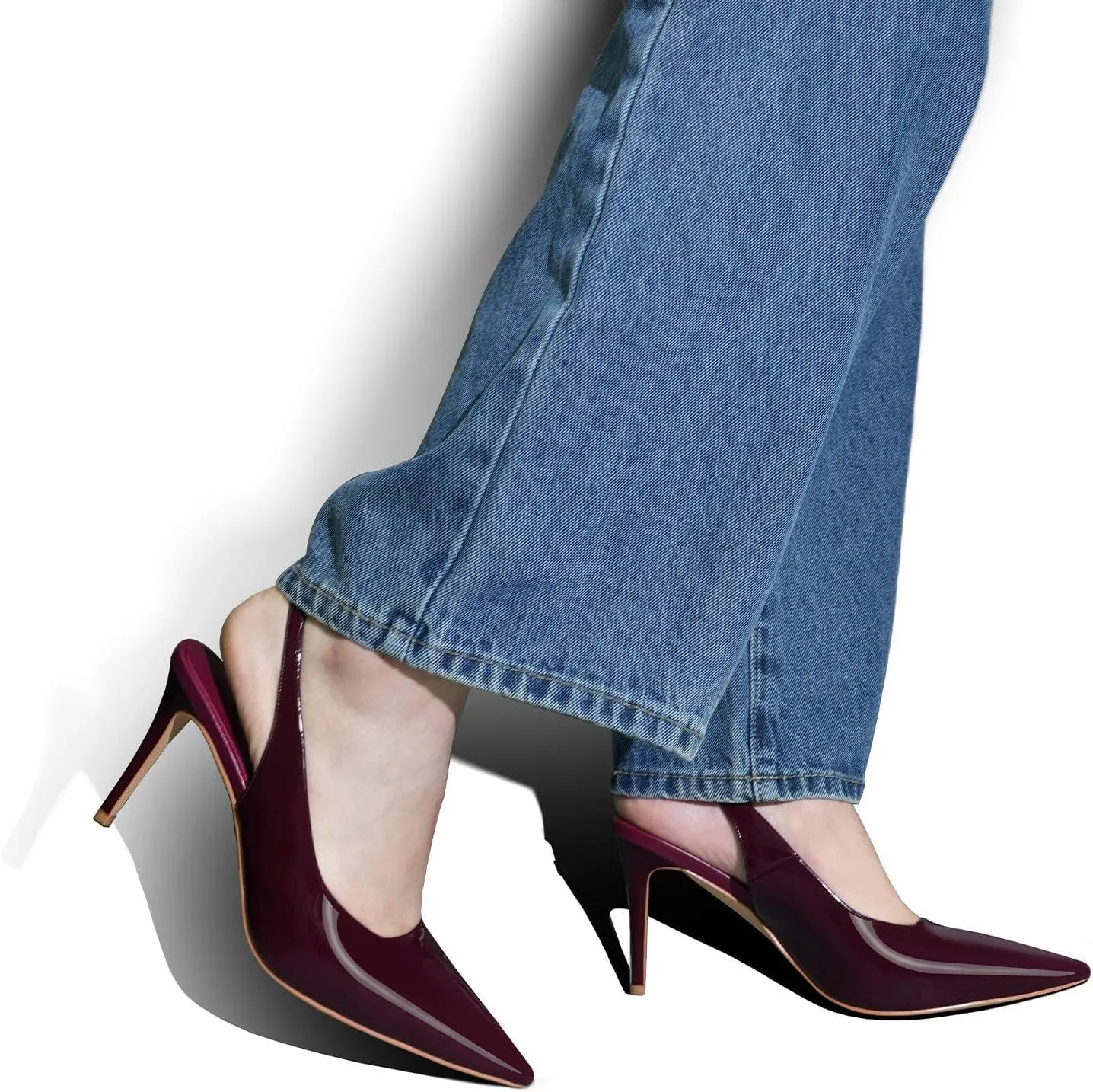 KaroNairy Stiletto Heels for Women Pointed Toe Slingback Heels Closed Toe mid Heel Wedding Dress Pumps Shoes with Buckles