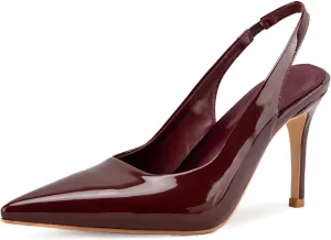 KaroNairy Stiletto Heels for Women Pointed Toe Slingback Heels Closed Toe mid Heel Wedding Dress Pumps Shoes with Buckles