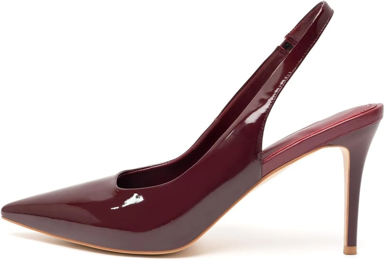 KaroNairy Stiletto Heels for Women Pointed Toe Slingback Heels Closed Toe mid Heel Wedding Dress Pumps Shoes with Buckles