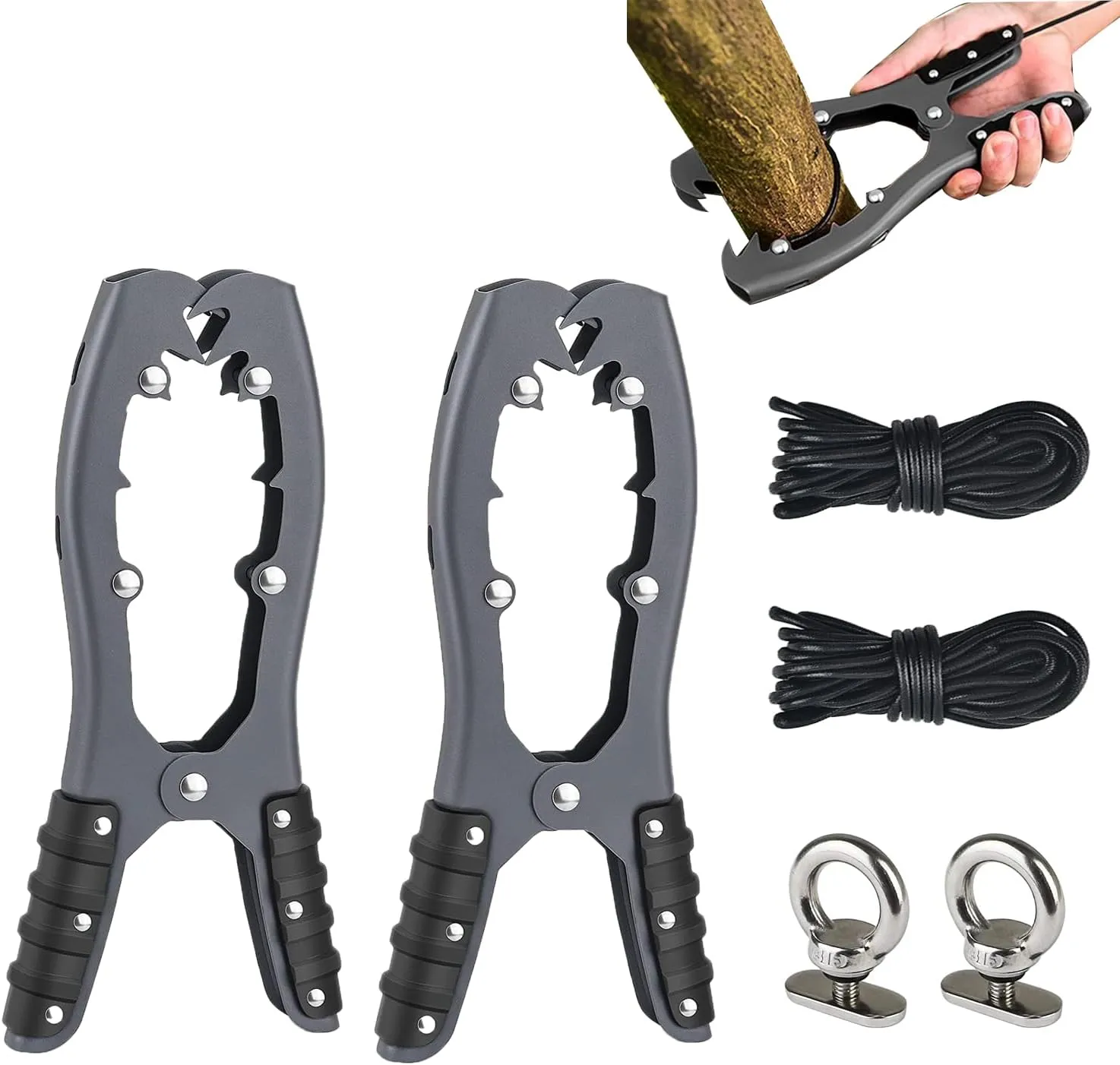 Kayak Anchor Grip - Canoe, Kayak & Pontoon Boat Accessories, 304 Stainless Steel Brush Gripper Securely Anchor - Rubber Grips