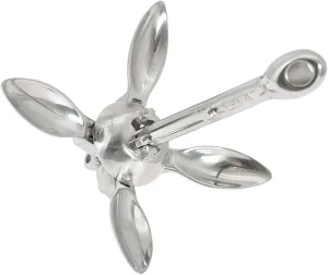 Kayak Kayaking Inflatable Boat Anchor Stainless Steel Umbrella Anchor Pleasure Boat Fishing Boat Folding Anchor Marine Accessories (Size : 1Pcs)