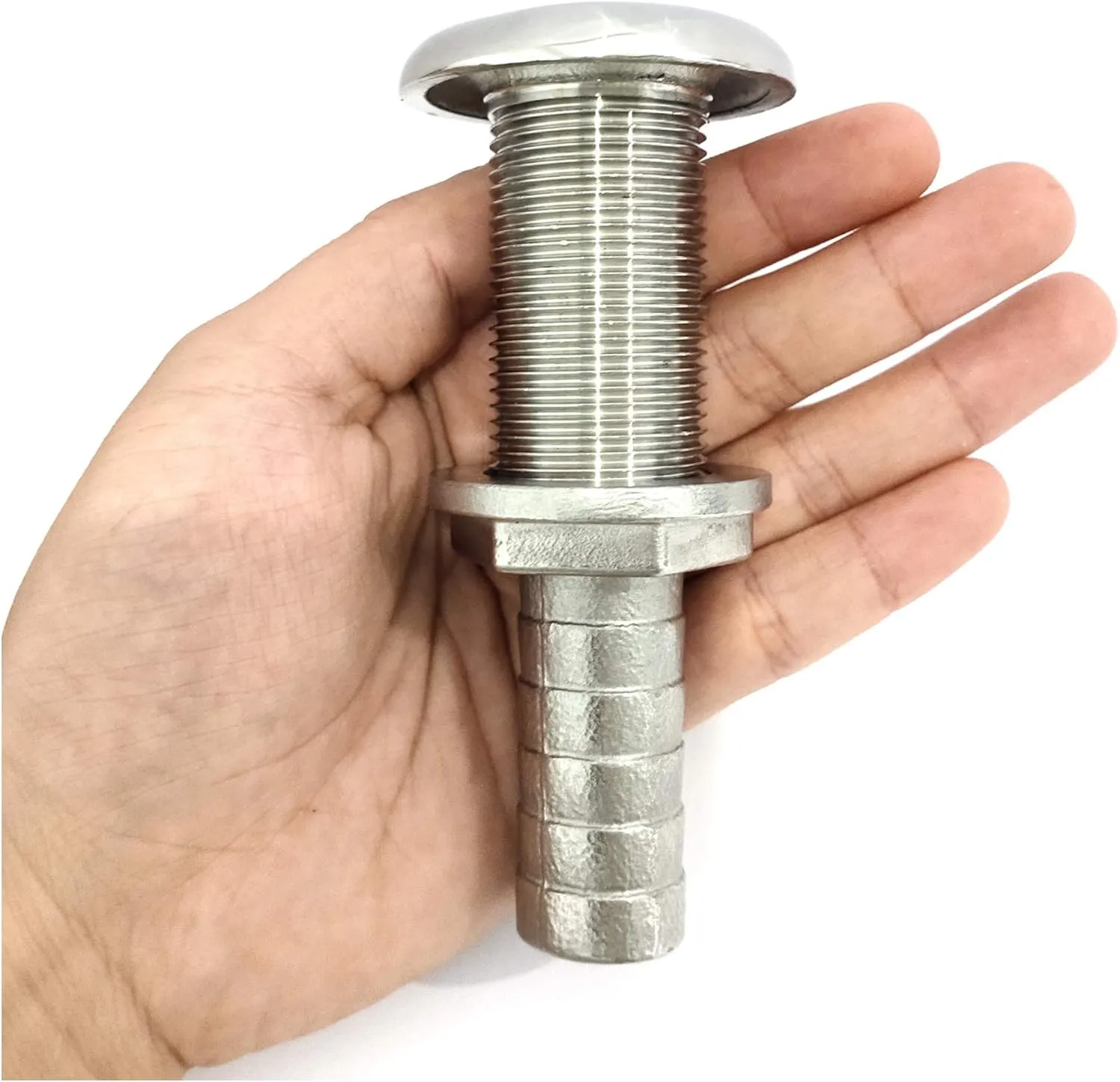 keehui 316 Stainless Steel DurableStandard Length Thru-Hull Fitting w/Nut &Gasket Boat Plumbing Fittings for Boats, Yachts, Marine