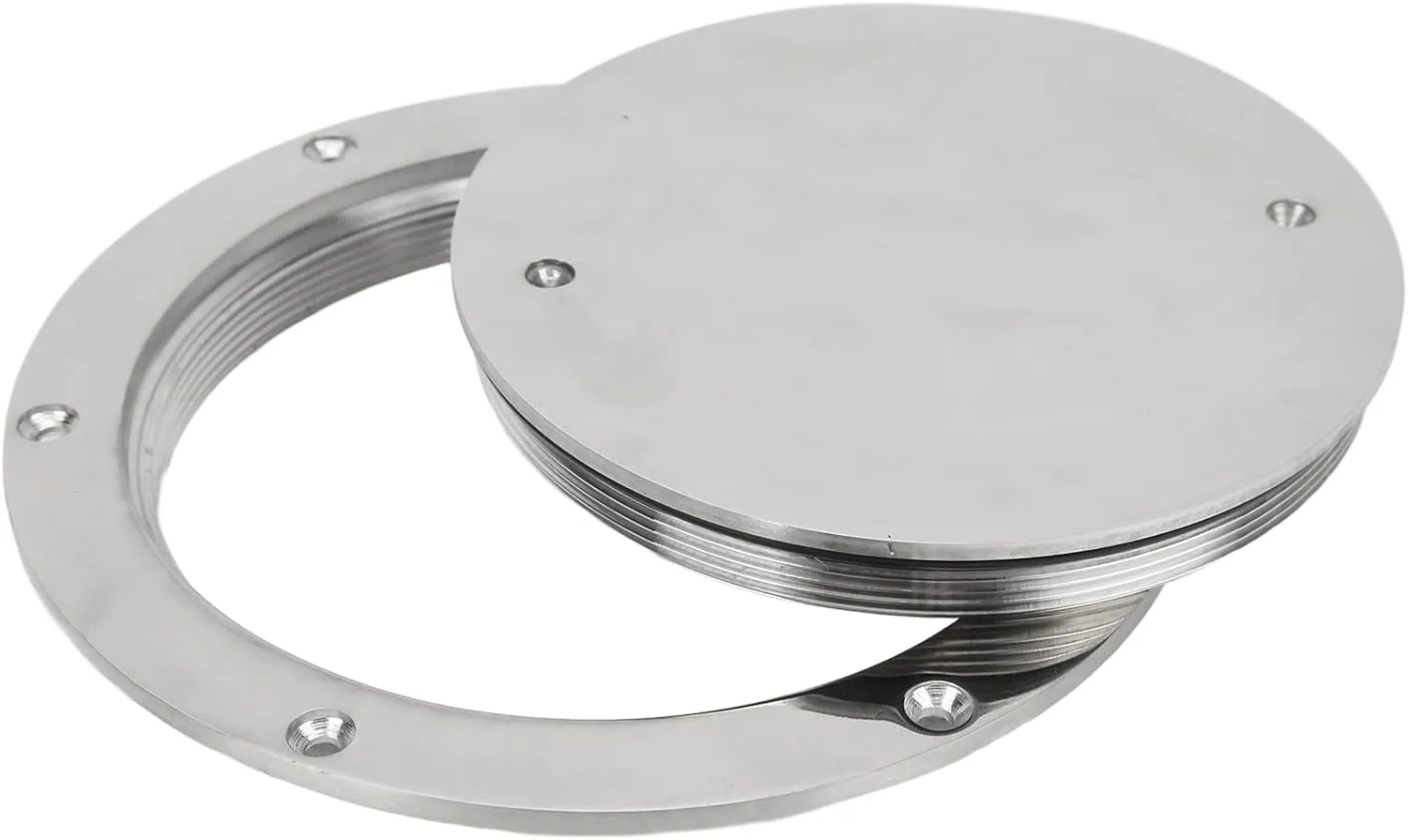 KIMISS Deck Plate, 6in Deck Plate Hatch Cover Round 316 Stainless Steel Waterproof Anti Slip Mirror Polished Surface