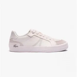 Lacoste L004 Mens Canvas Casual Trainers White/Grey