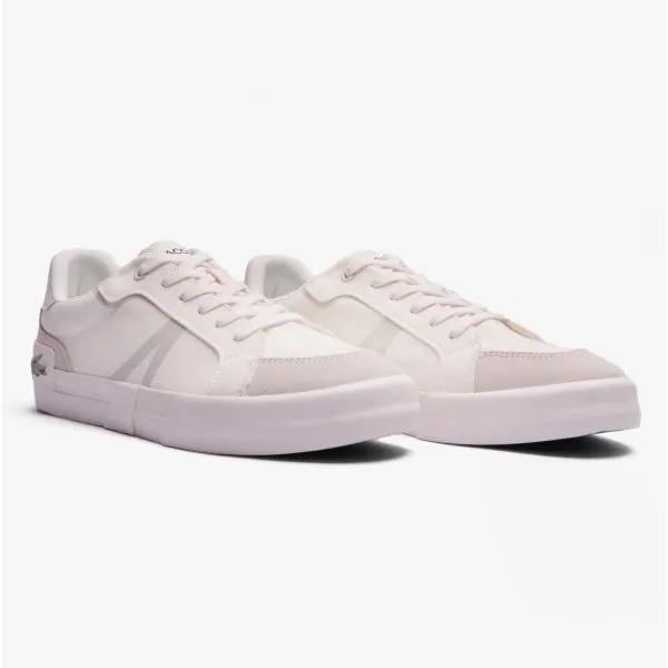 Lacoste L004 Mens Canvas Casual Trainers White/Grey