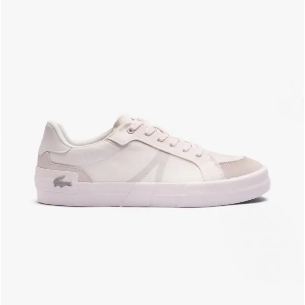 Lacoste L004 Mens Canvas Casual Trainers White/Grey