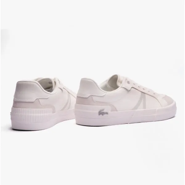 Lacoste L004 Mens Canvas Casual Trainers White/Grey