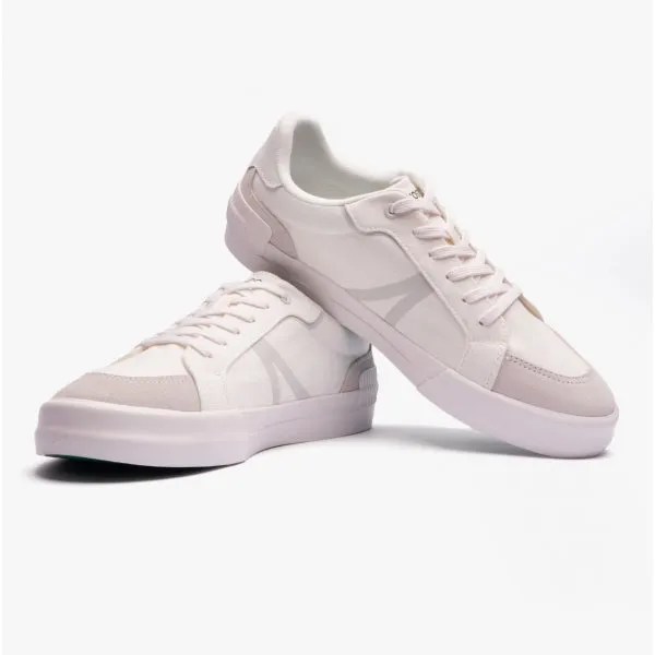 Lacoste L004 Mens Canvas Casual Trainers White/Grey