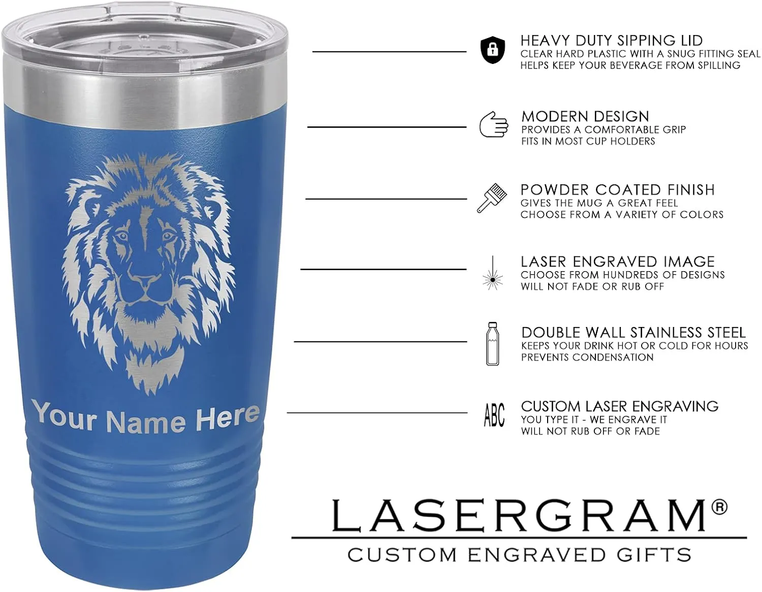 LaserGram 20oz Vacuum Insulated Tumbler Mug, Boat Anchor, Personalized Engraving Included (Dark Blue)