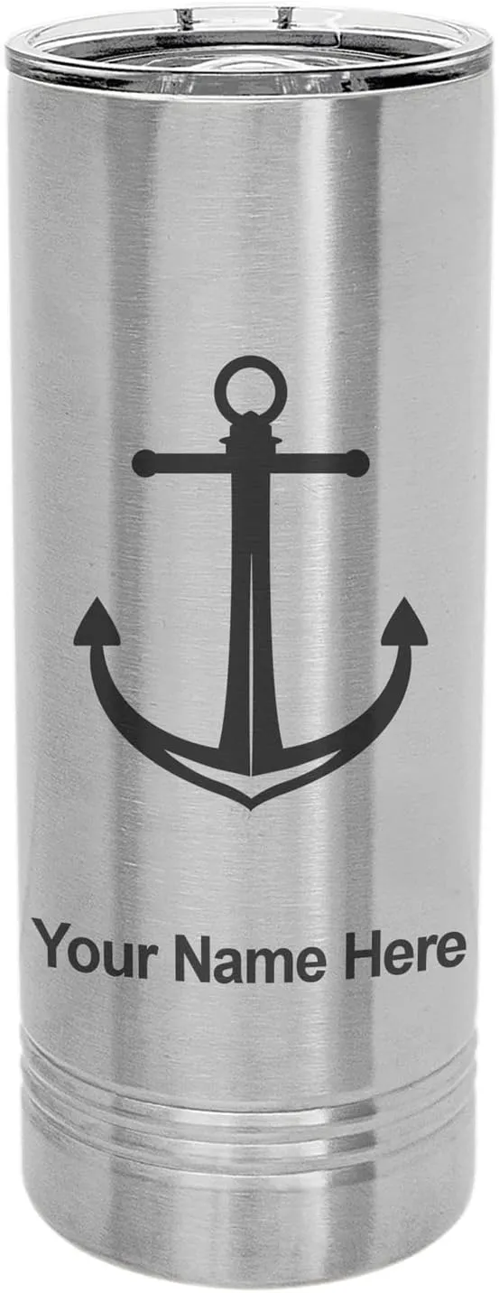 LaserGram 22oz Vacuum Insulated Skinny Tumbler, Boat Anchor, Personalized Engraving Included (Stainless)