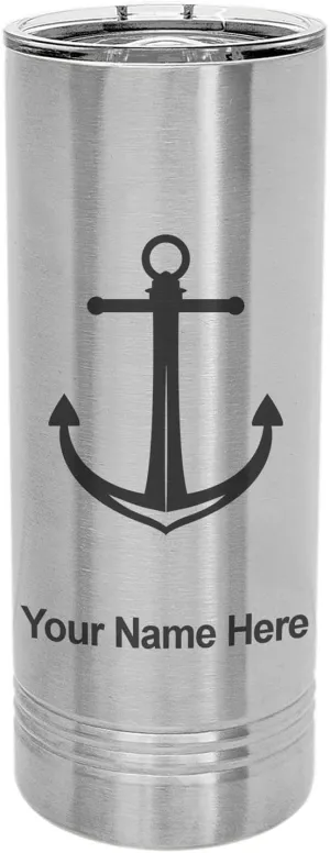 LaserGram 22oz Vacuum Insulated Skinny Tumbler, Boat Anchor, Personalized Engraving Included (Stainless)