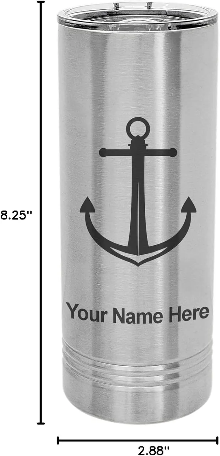 LaserGram 22oz Vacuum Insulated Skinny Tumbler, Boat Anchor, Personalized Engraving Included (Stainless)