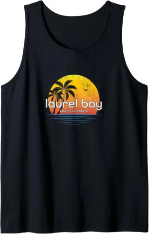 Laurel Bay SC Vintage Palm Tree Sunset Tank Top