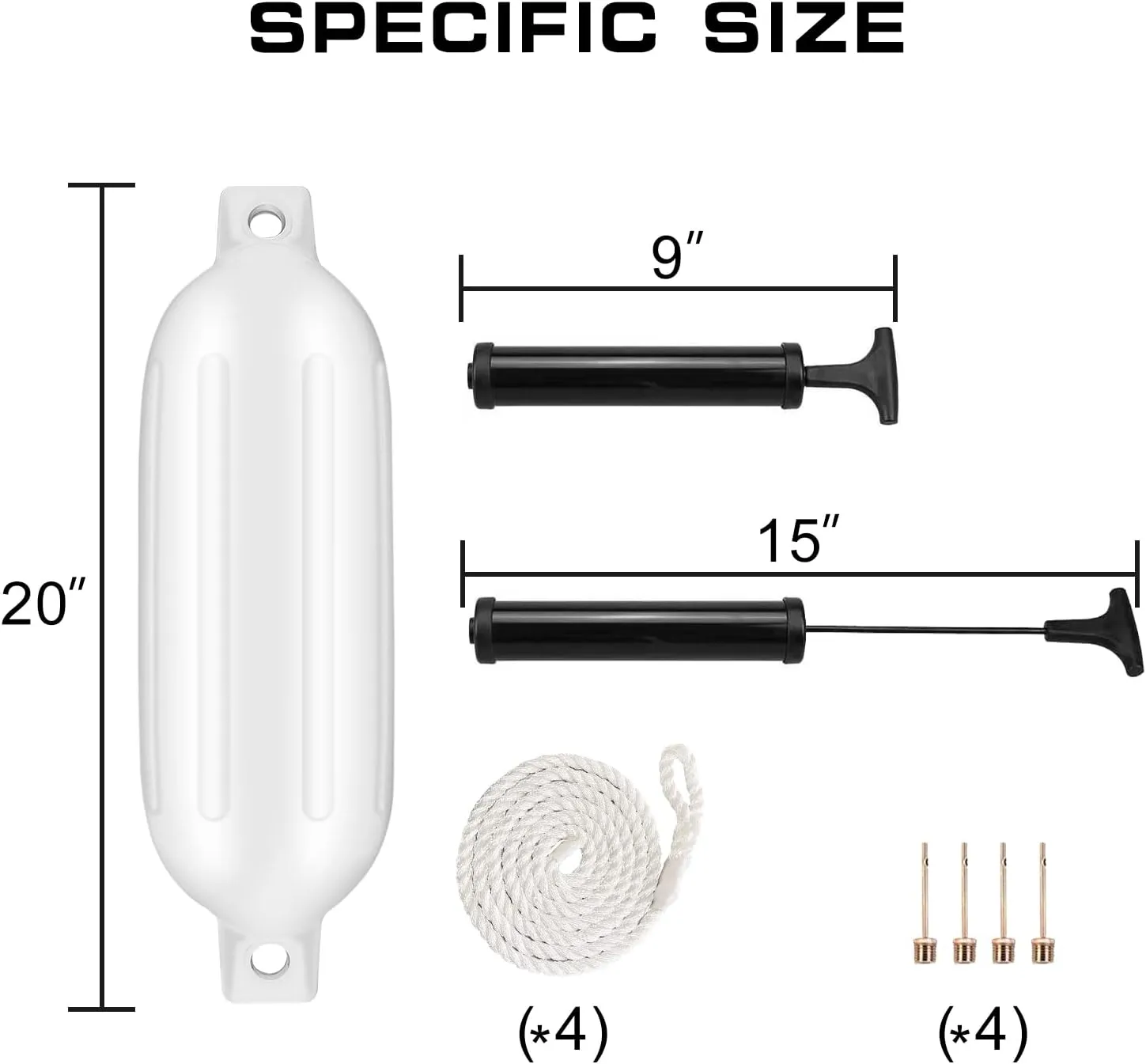 LEAP Boat Fender 2pcs Inflatable Ribbed Boat Fender/Bumper Fender Lines,Pump and 4 Needles, Marine-Grade UV-Resistant PVC