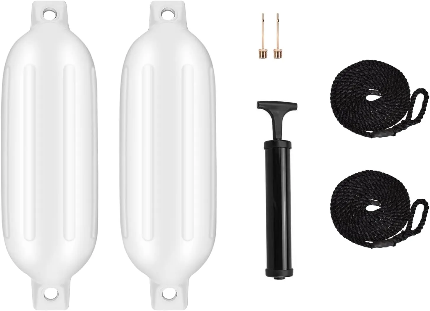 LEAP Boat Fender 2pcs Inflatable Ribbed Boat Fender/Bumper Fender Lines,Pump and 4 Needles, Marine-Grade UV-Resistant PVC