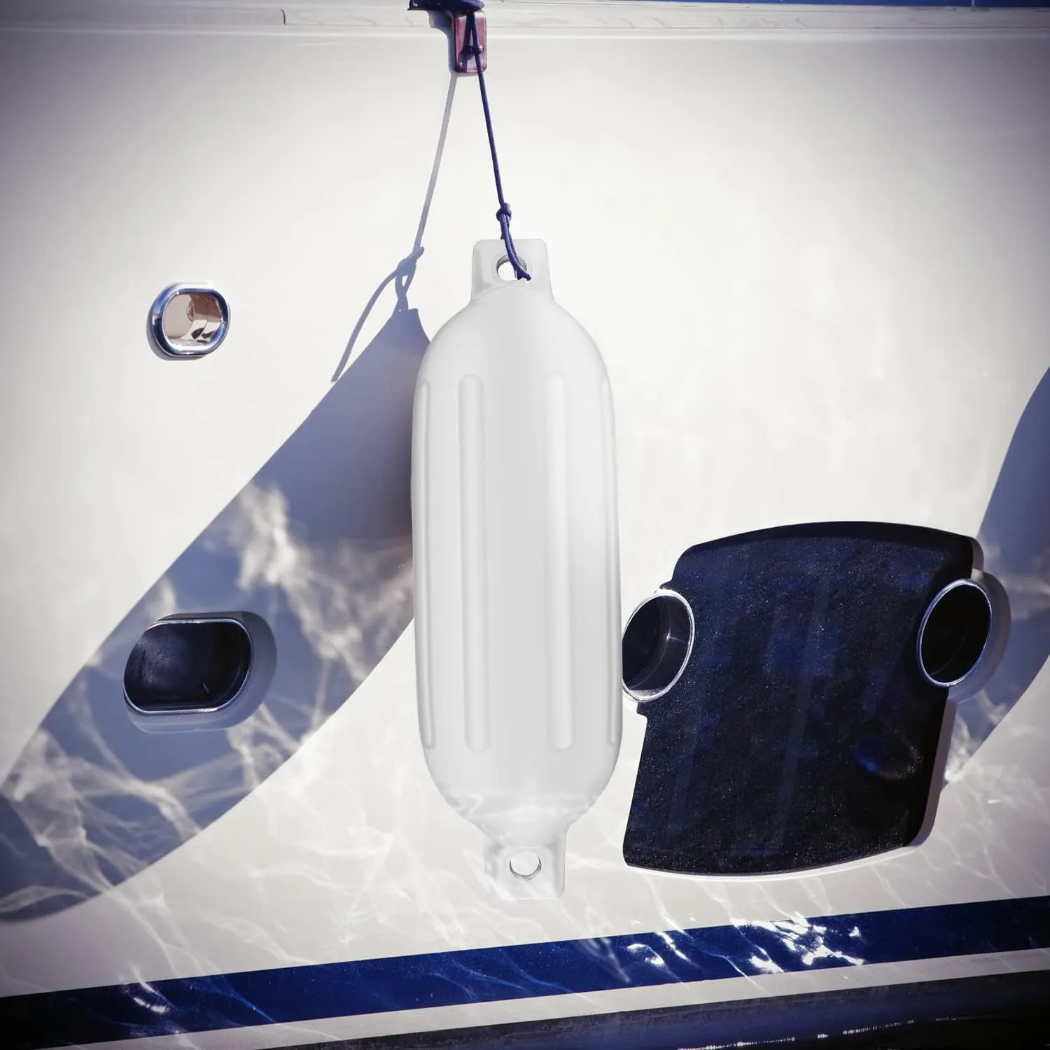 LEAP Boat Fender 2pcs Inflatable Ribbed Boat Fender/Bumper Fender Lines,Pump and 4 Needles, Marine-Grade UV-Resistant PVC