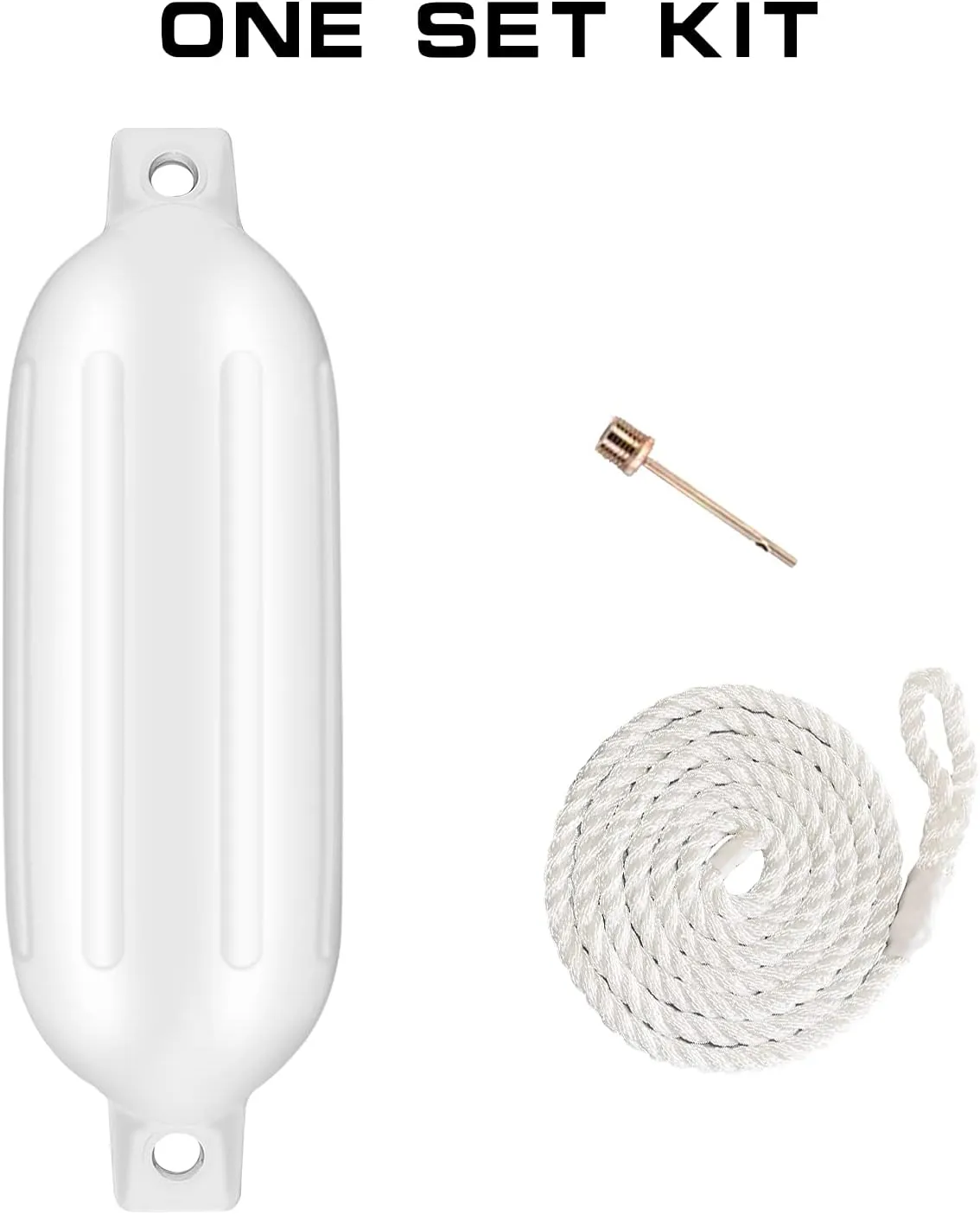 LEAP Boat Fender 2pcs Inflatable Ribbed Boat Fender/Bumper Fender Lines,Pump and 4 Needles, Marine-Grade UV-Resistant PVC
