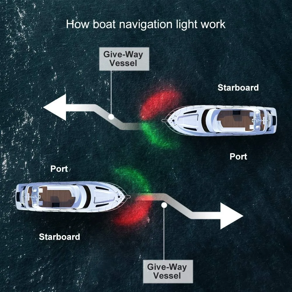 LED Boat Navigation Light Red and Green LED Marine Navigation Light Boat Bow Light for Pontoon and Small Boat (Silver New Version)