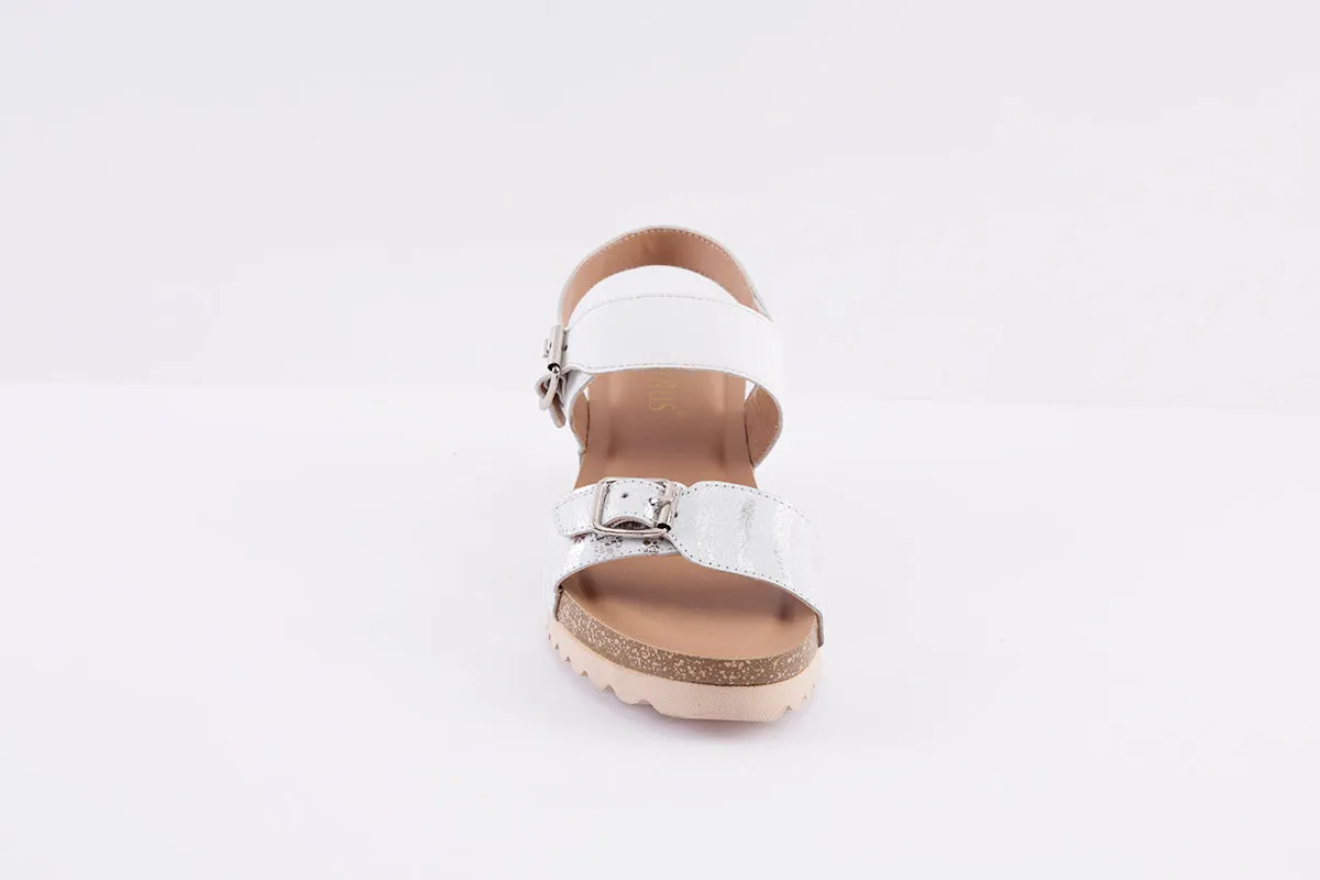 LOTUS - BRYNLEE WEDGE BUCKLE FASHION SANDAL - WHITE PRINT