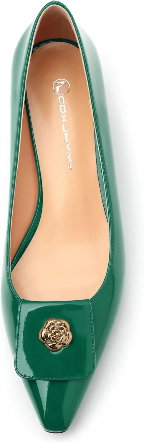 Low Heel Kitten Heel Shoes for Women. The Small Square Shaped Toe Cap is Classic and Fashionable, and They are Suitable for Various Occasions. 1.4 inches