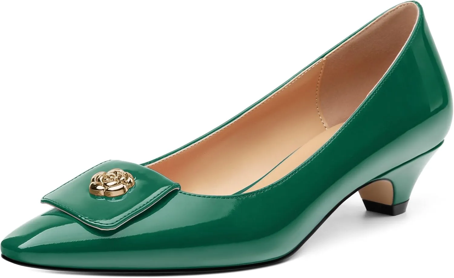 Low Heel Kitten Heel Shoes for Women. The Small Square Shaped Toe Cap is Classic and Fashionable, and They are Suitable for Various Occasions. 1.4 inches