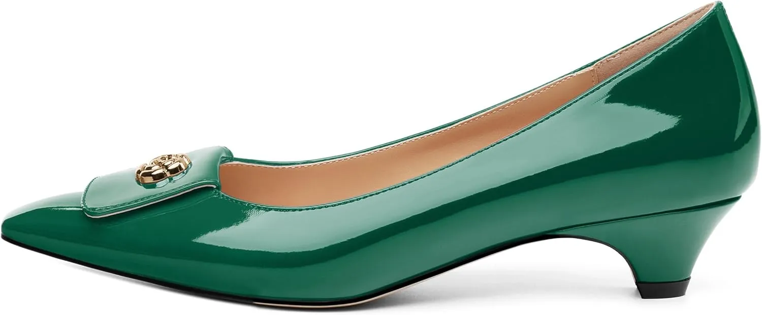 Low Heel Kitten Heel Shoes for Women. The Small Square Shaped Toe Cap is Classic and Fashionable, and They are Suitable for Various Occasions. 1.4 inches