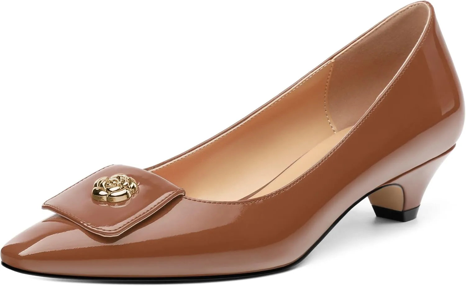 Low Heel Kitten Heel Shoes for Women. The Small Square Shaped Toe Cap is Classic and Fashionable, and They are Suitable for Various Occasions. 1.4 inches