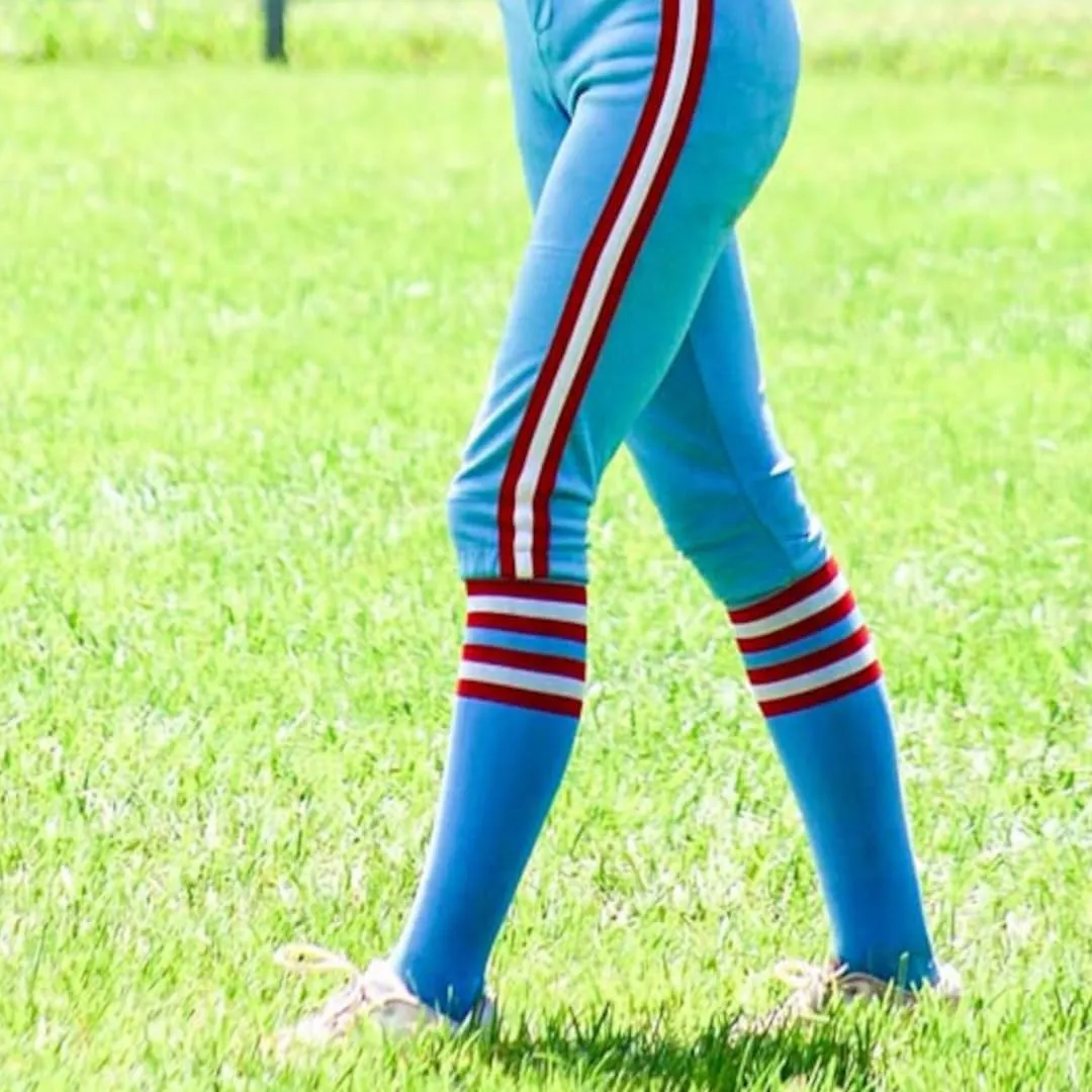 MadSportsStuff Dugout Baseball Socks and Softball Socks with Stripes for Boys, Girls, Men and Women Long Over the Calf