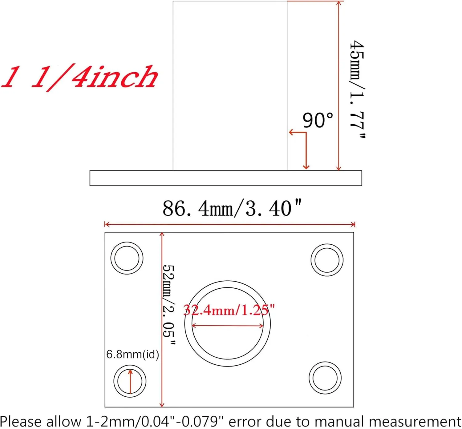 Marine Boat Rectangular Base，Heavy Dudy 316 Stainless Steel Yacht Hand Rail Fitting Rail Tube Stanchion Base Column Accessories