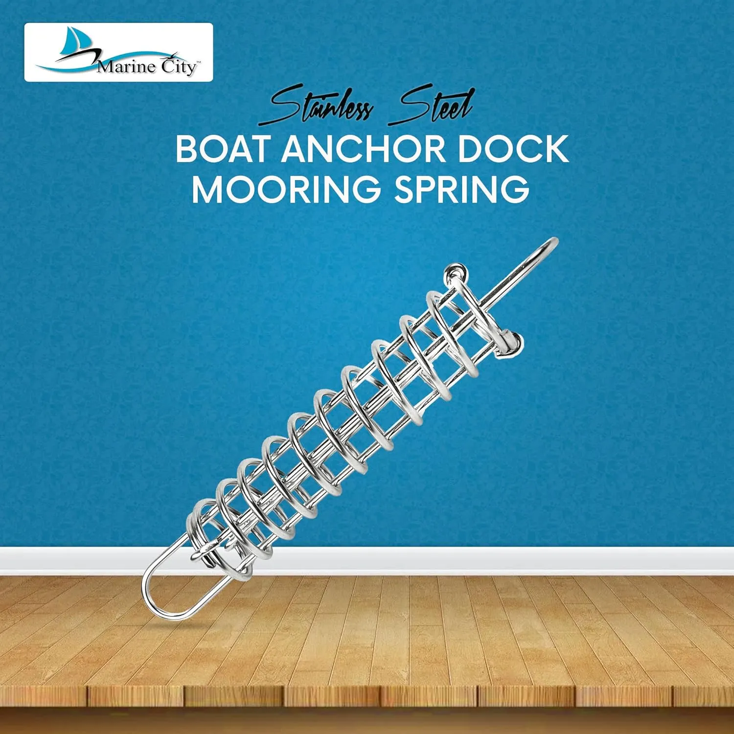 MARINE CITY Boat Anchor Dock Line Mooring Spring, 304 Grade Stainless Steel, Shock Absorbing, Perfect for Boats, Yachts, Marines, Ships, Kayaks