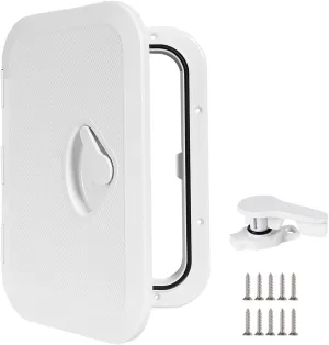 Marine Deck Access Hatch 10.63"×14.76" White/Black Rectangle Boat Hatch & Lid,Boat Deck Hatch Lids