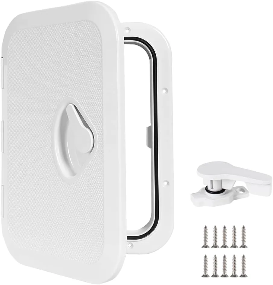 Marine Deck Access Hatch 10.63"×14.76" White/Black Rectangle Boat Hatch & Lid,Boat Deck Hatch Lids