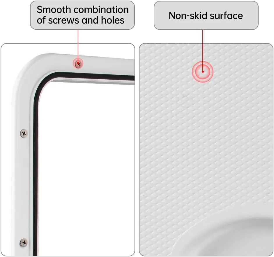 Marine Deck Access Hatch 12.4"×17.3" White/Black Rectangle Boat Hatch & Lid,Boat Deck Hatch Lids (White)