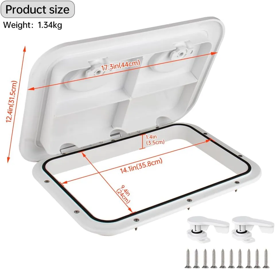 Marine Deck Access Hatch 12.4"×17.3" White/Black Rectangle Boat Hatch & Lid,Boat Deck Hatch Lids (White)