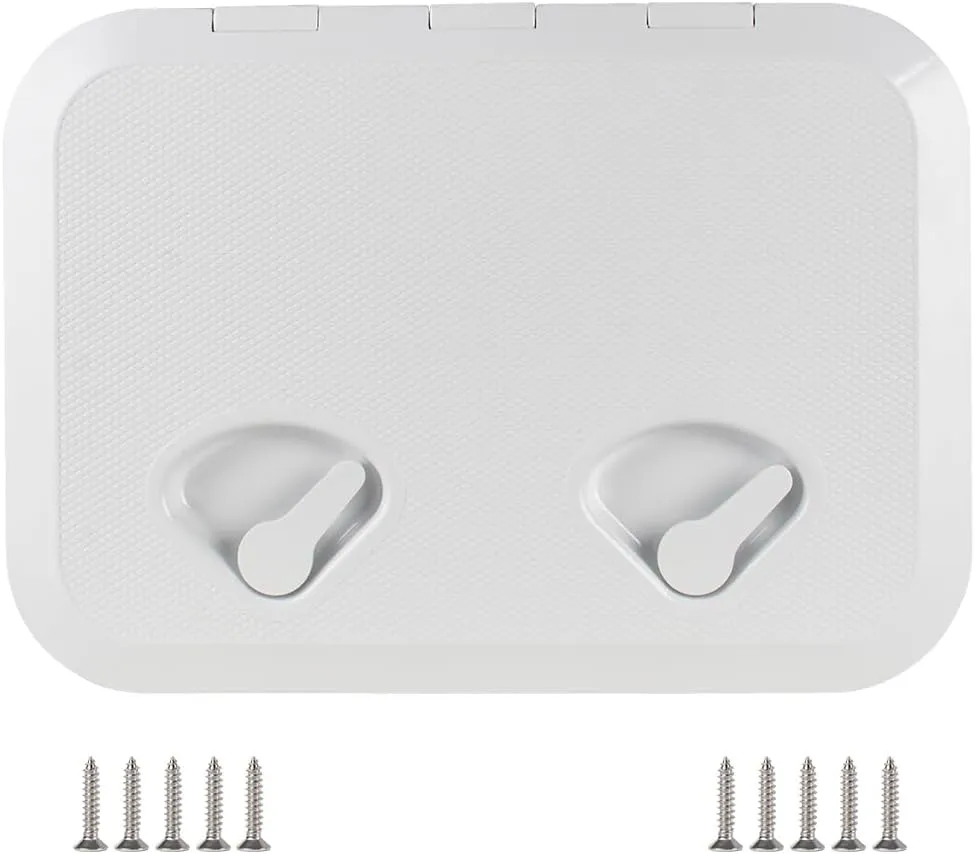 Marine Deck Access Hatch 12.4"×17.3" White/Black Rectangle Boat Hatch & Lid,Boat Deck Hatch Lids (White)