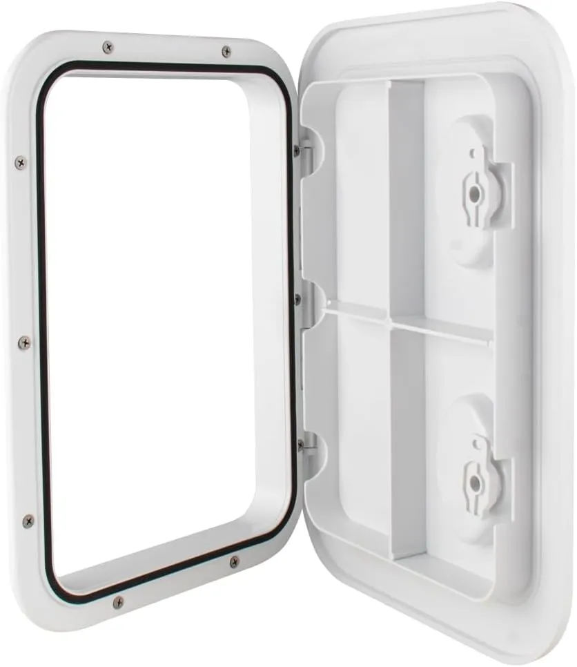 Marine Deck Access Hatch 12.4"×17.3" White/Black Rectangle Boat Hatch & Lid,Boat Deck Hatch Lids (White)