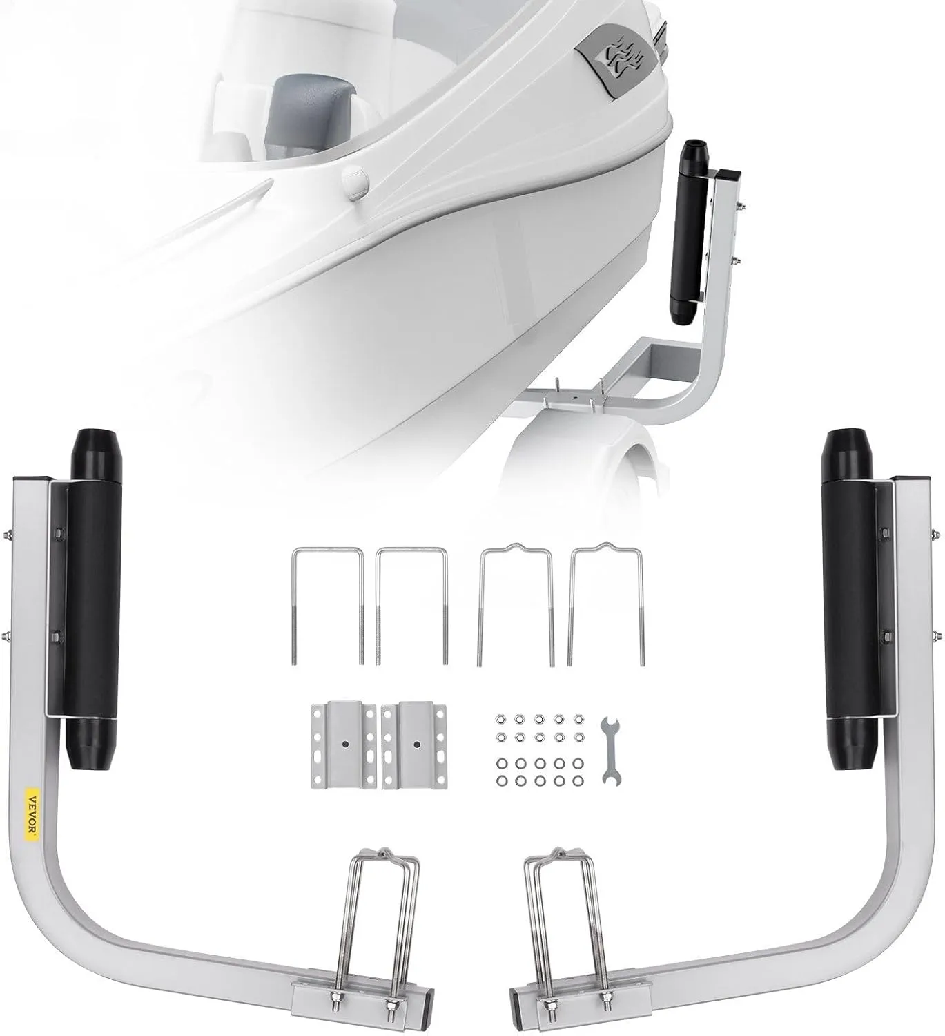 Marine Trailer Assistant, 27.6' Flexibly Adjustable Bunk Guide-Ons, Pair of Durable Steel Support Poles, Robust Roller Guide, Suitable for Ski Boats, Fishing Boats, or Sailboats 20