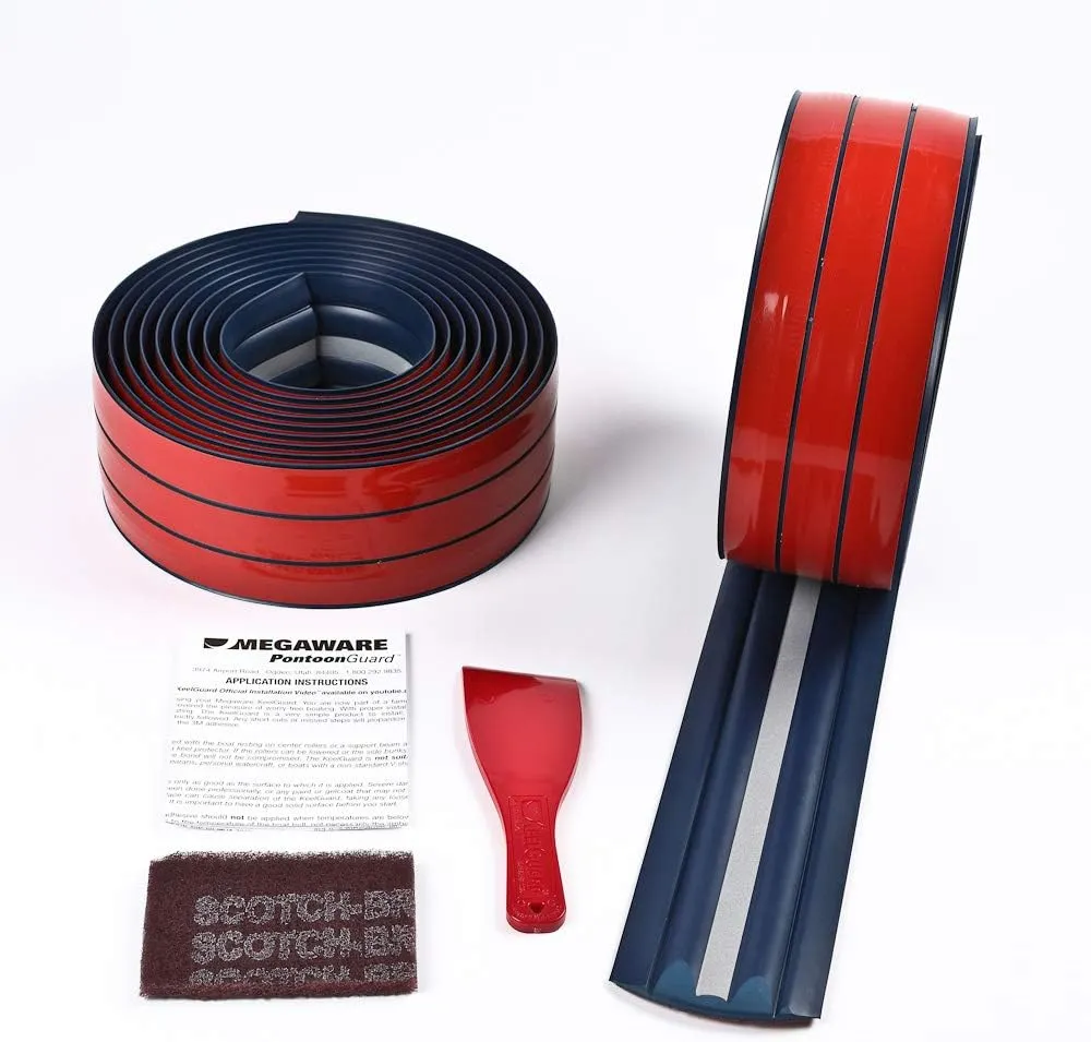 MEGAWARE KEELGUARD Pontoon Guard - Pontoon Boat Tube and Log Bumper Guard (32ft Kit - Pontoon up to 21ft, Blue)