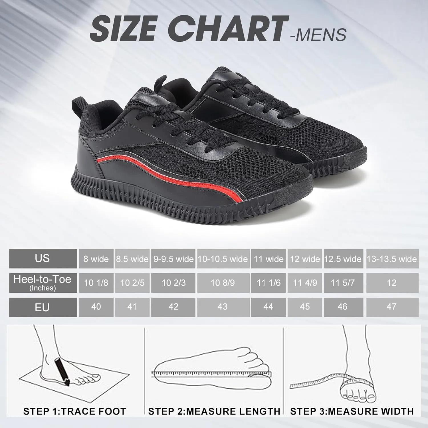 Men's Wide Width Sneakers, Extra Wide Toe Box, Minimalist Barefoot Trail-Running Gym Cross Trainer Shoes, White, Wide