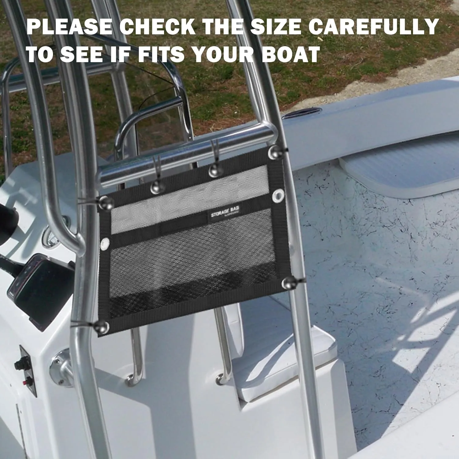 Mesh Storage Bag Boat Storage Bag Marine Suspended Storage Organizer,Kayak Storage Comparments,Attaches to Seat,with Elastic Ring (1pockets)