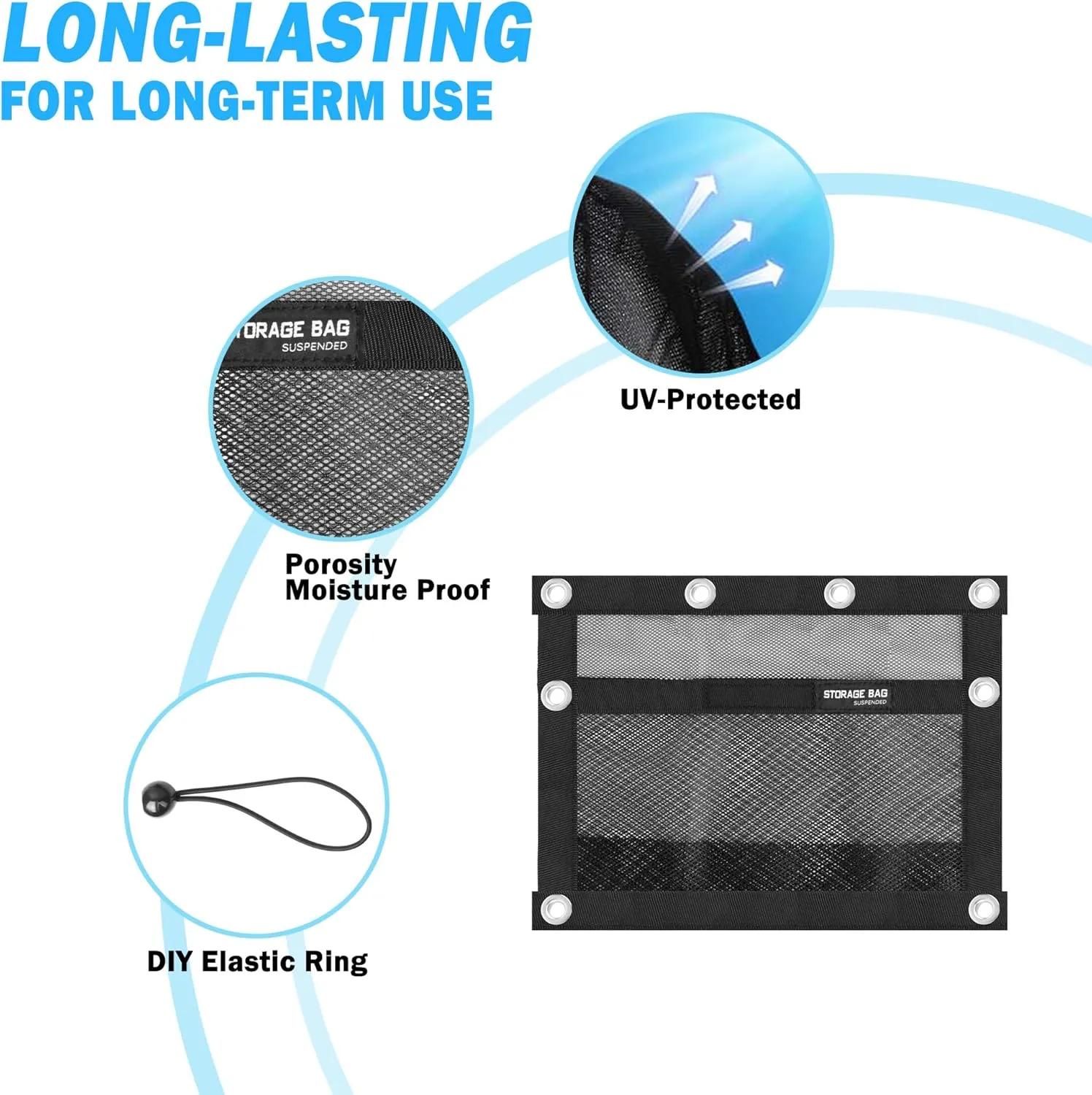 Mesh Storage Bag Boat Storage Bag Marine Suspended Storage Organizer,Kayak Storage Comparments,Attaches to Seat,with Elastic Ring (1pockets)