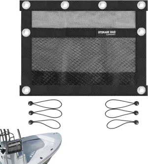 Mesh Storage Bag Boat Storage Bag Marine Suspended Storage Organizer,Kayak Storage Comparments,Attaches to Seat,with Elastic Ring (1pockets)