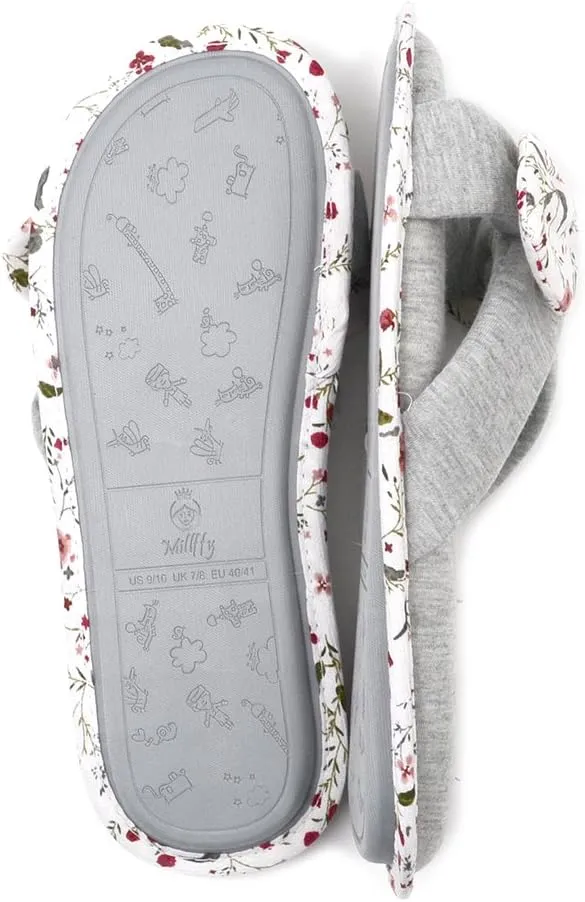 Millffy Summer Sweet Ladies Girl Slides Knot Stripe Indoor Bowknot Bedroom Floral Flowers Cotton Slippers