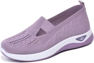 Mmoneyake Orthopedic Shoes for Women Arch Support Breathable Soft Shoes Comfy Walking Anti-Skid Sports Shoes Slip-On Breathable Mesh Trainers Casual Sneakers Footwear