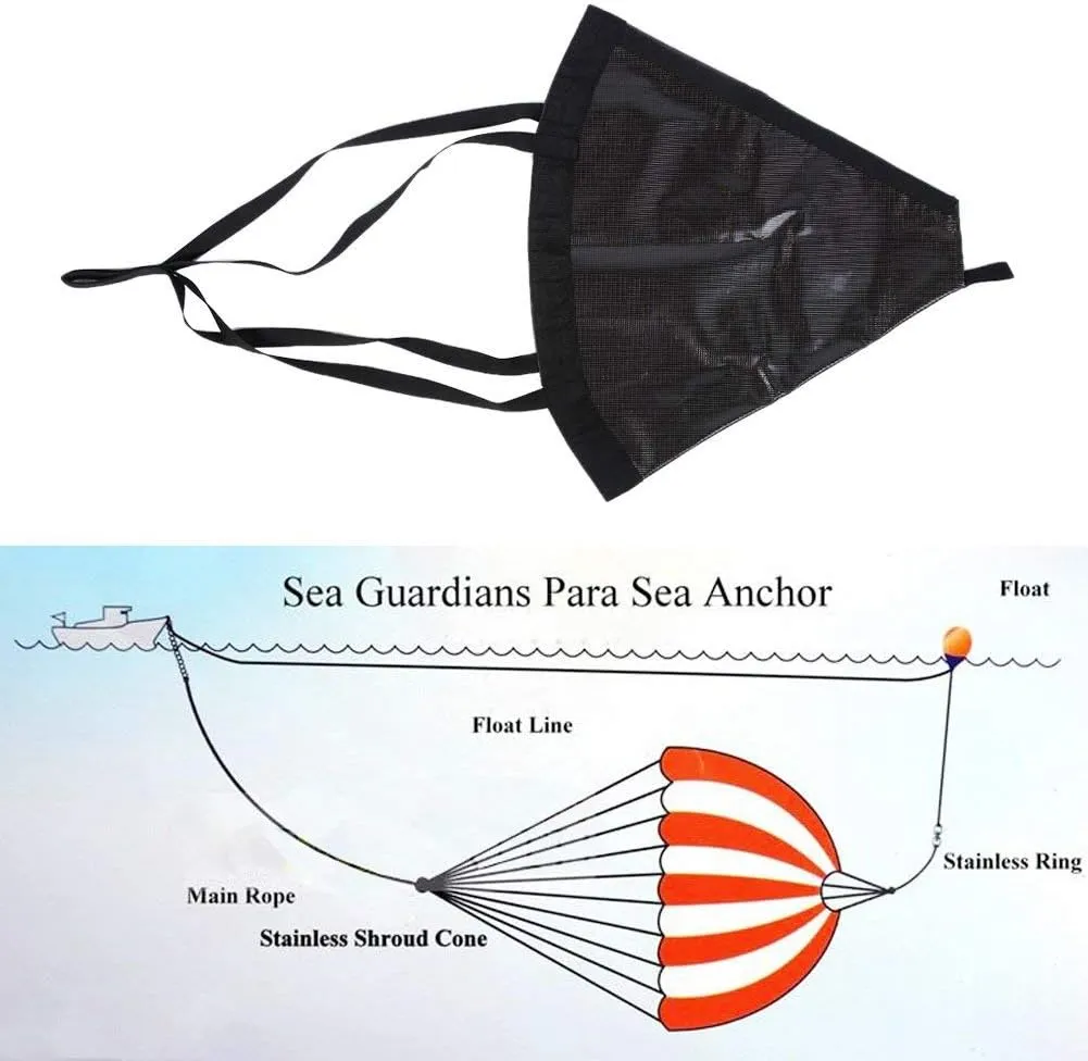 MOOCY Sea Anchor Drift Sock,24”/32”/42” Trolling Parachute Drift Anchor,Fabric Boat Anchor for Marine Boat/Yacht/Jet Ski/Inflatable/Power Boat/Sail Boat