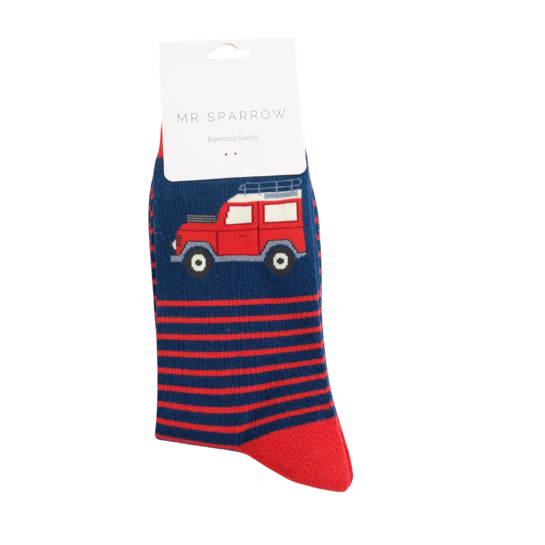 Mr Sparrow Jeep & Stripes Navy Bamboo Socks