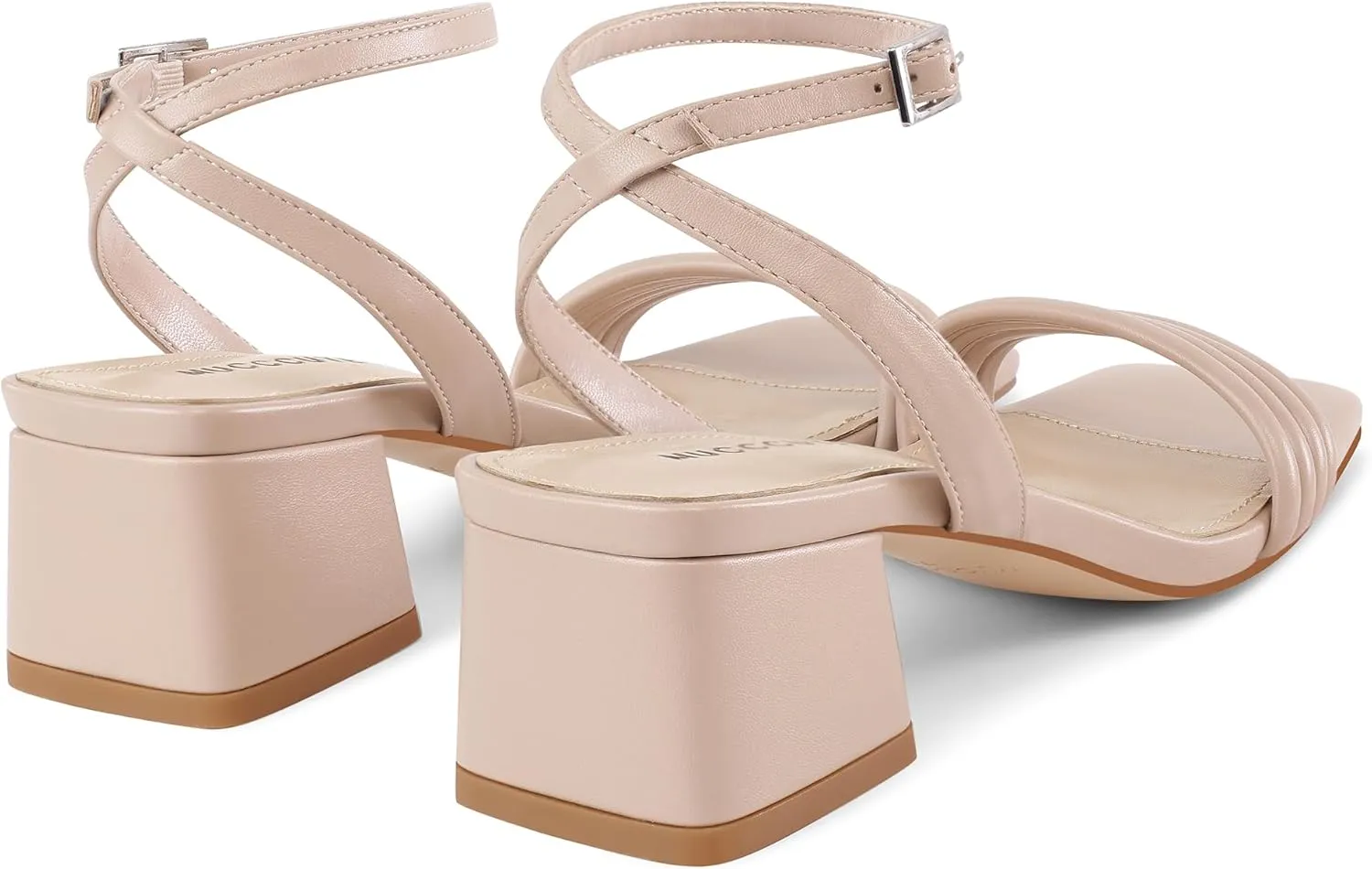 MUCCCUTE Women's Sandals Square Open Toe Strappy Heels for Women Ankle Strap 2 Inch Party Prom Dressy