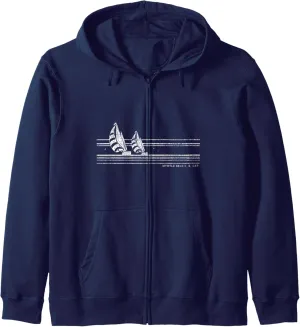 Myrtle Beach SC Vintage Sailing 70s Nautical Sailboat Zip Hoodie