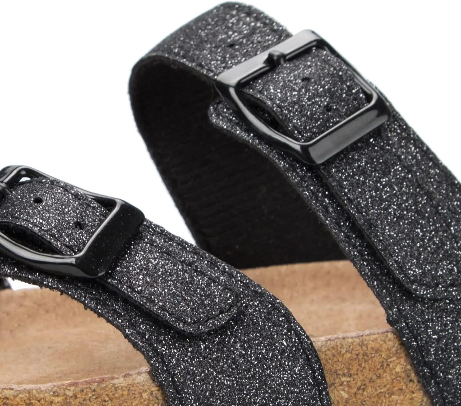 mysoft Women's Cork Footbed Sandals Double Adjustable Buckle Slide Sandals Slip On Walking Summer Shoes